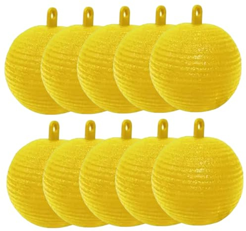 Dorccsi 10 Stück Fruchtfliegenfalle, 7, 6 cm Hängender Fruchtfliegenfängerball, Multifunktionale Gelbe Klebefallen Für Pflanzenmücken, Mückenfalle Für Den Garten, Gelbe Klebefallen Für Pflanzenmücken