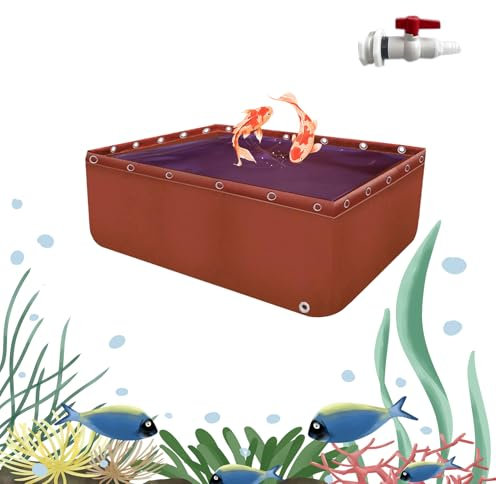 1x1x1.5m Grande PVC Acquario Piscina Bacino Pieghevole di Emergenza Acqua di Stoccaggio Piscina Autoportante per Red Koi Goldfish Stagno Copertura Panno Raschietto Coltello