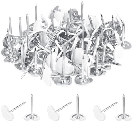 sourcing map Polsternägel für Möbel, 11 x 13 mm, Metall, herzförmig, schwarz, Daumennägel für Wand, dekorative Polsternägel, DIY-Projekt, Heimdekoration (Weiß, 80 Stück)