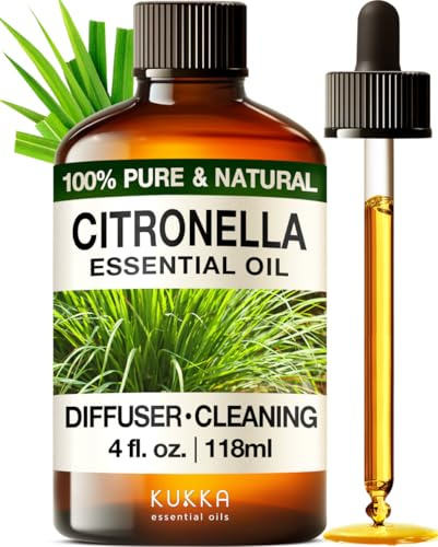 KUKKA Citronella Essential Oil – 118ml – 100% Pure Natural - for Skin, Diffuser, Hair Care, Face, Aromatherapy, Scalp and Body Massage, Soap and Candle Making