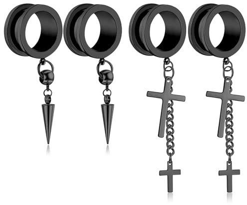 TYXHXTF 2 Pair Flesh Tunnel, Ear Plugs, Double Flared, Piercing Jewellery, Ear Expander, Stainless Steel Ear Piercing for Men and Women 8 mm