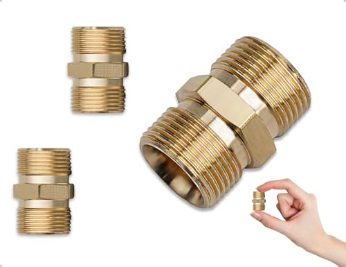 AOYEGIC Lot de 2 Raccords de Tuyau de Gaz,Raccord Rapide en Laiton,Filetage Mâle à Gauche,Double Embout,Propane Raccord Acétylène,pour la Maison et le Travail (9,5 mm)