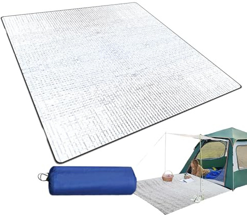Campingbodenmatte – 195 x 180 cm, wasserdicht, Aluminiumabdeckung, isolierend, Thermofolie für den Außenbereich, für Überleben, Wandern, Picknick, Camping