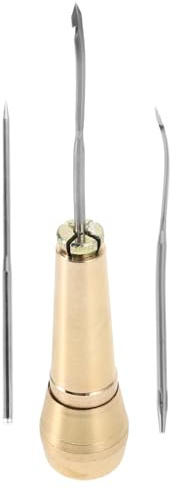 STOBAZA Punteruolo da Cucito in Pelle con Manico in Rame Kit Aghi Artigianali per Riparazione Scarpe Strumento Versatile e Durevole per Lavorazioni Mano