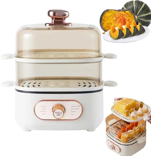 Vaporizador Eléctrico de Alimentos de 1200 W, Vaporizador Multifuncional de 10,5 L con Olla Inferior de 2,5 L, 8 Modos de Cocción, Para Verduras, Arroz, Albóndigas, Mariscos y Cocina Saludable