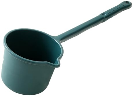 Alomejor Cucharón de Agua con Largo Engrosado para Uso en y en el Baño, Taza Medidora de Agua de Plástico para Lavar el Cabello (Verde negruzco)