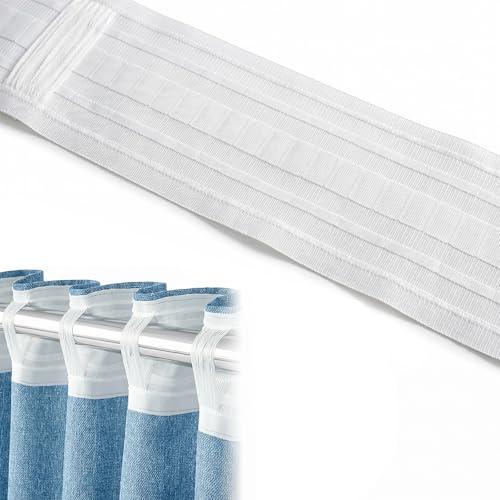 FDHBDF Gardinenband 10m x 8,5cm Kräuselband zum Aufnähen, Universal Vorhangband Weiß, Gardinenband zum Aufbügeln für Römische Stangen, Haken, Wohnzimmer-, Schlafzimmer- und Duschvorhänge