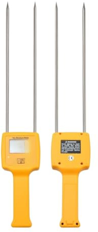 Wlinfetity Medidor de humedad HS128 para heno y paja, probador de humedad portátil con rango de medición 0-40%, ±0,5% de precisión, pantalla LCD, medición rápida con sonda de metal