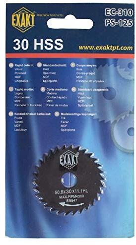 Exakt Kreissägeblatt für EC-310N & PS-125 – 30 HSS – 50.8 x 30 x 11.1 HL | RPM 4300 – für Holz, Sperrholz, MDF & Spanplatte