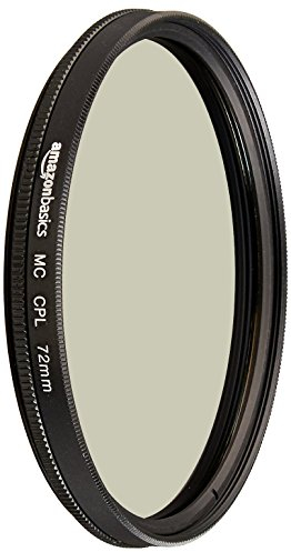 Amazon Basics 72 mm Circular Polarizer Protection Filter for Deeper Colours, Glare and Reflection Reduction, Multi-Coated, Protects from Dust, Dirt and Scratches