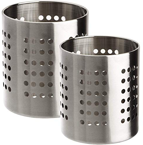 Space Home - Portacubiertos de Cocina - Escurridor de Cubiertos - Soporte para Utensilios - Cesta para Cubiertos - Escurridor de Cubiertos en Acero Inoxidable - Set de 2