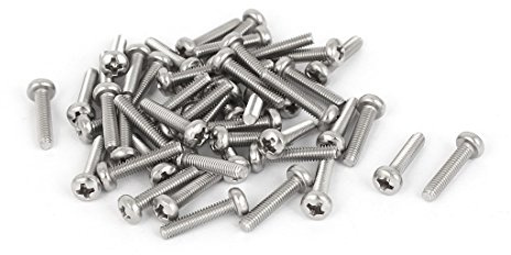 sourcing map 50 Pcs M2,5x12mm 316 Edelstahl Kreuzschlitz Kopf Maschinenschrauben Befestigung