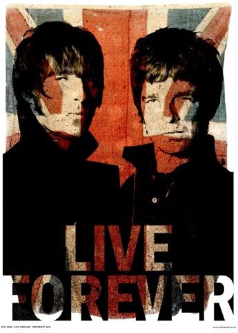 onthewall Oasis Liam And Noel Live Forever Poster Stampa Artistica di Parrucca (OTW50)