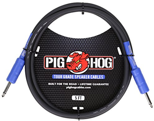 Pig Hog PHSC5 High Performance 14 Gauge 9.2mm 1/4 Speaker Cable, 5 Feet , Black