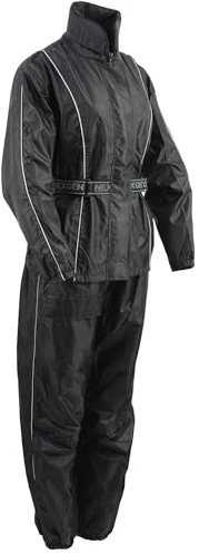 Milwaukee Leather Women's Water-Resistant Motorcycle Rain Suit with Hi Vis Reflective Tape SH2215L (Black, Medium)