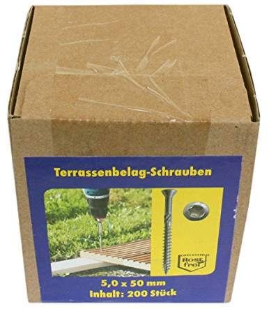 200 Stk. HSI Terrassenschrauben 5,0 x 50 mm Edelstahl rostfrei Spezialgewinde Torx TX25 - 912352