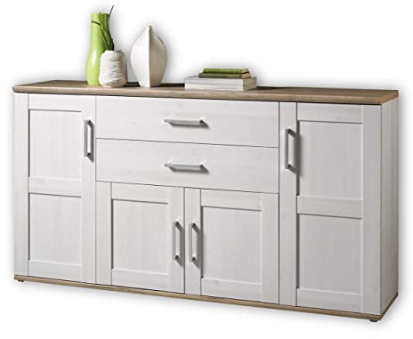 Stella Trading ROMANCE Sideboard in Sibiu Lärche / Eiche San Remo Optik - Landhausstil Kommode mit viel Stauraum für Ihr Wohnzimmer - 186 x 100 x 46 cm (B/H/T)