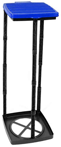 com-four® 1xporta spazzatura con coperchio, 3 diverse altezze aggiustabili. Supporto per sacchi della spazzatura con coperchio blu (Coperchio - blu)