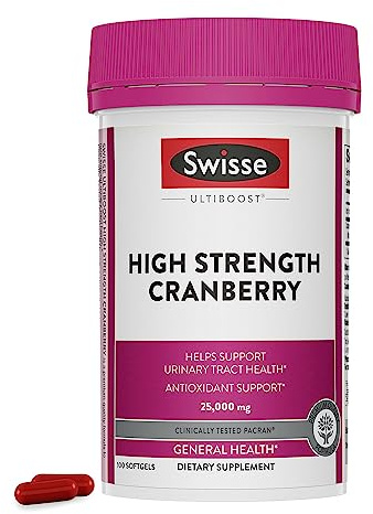 Swisse Cranberry Extract Supplement for Women & Men | 500mg Cranberry Extract for Urinary Tract, Bladder & Kidney Support | 100 Softgel Capsules