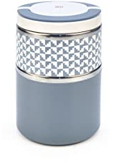 Iris Barcelona - Lunch Box Doble, Fiambrera Térmica Acero Inox, 2 Compartimentos, Tapa Aislante y Asa, 900 ml Azul
