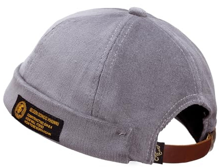 Clape Watch Cap Commando Work Beanie Corduroy Docker Leon Brimless Hat Rullad Cuff Harbour hatt, grå, 54/60 cm
