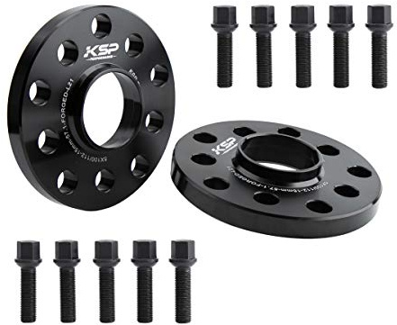 KSP 15mm 5x100 Wheel Spacers with M14x1.5 Lug Bolts Compatible with Audi A3 A4 A6 A8 S4 S6 S8 TT, 2pcs 5x112 to 5x112 Hubcentric Spacer fit Golf Jetta Beetle Passat EOS Sedan Racing Car