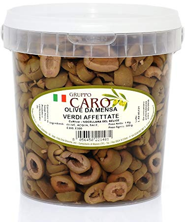 Olive Verdi Affettate Nocellara del Belice in Salamoia (secchiello da 10Kg netti)