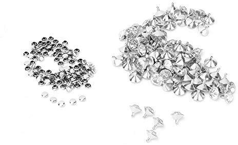 HEEPDD 100 stücke 12mm Nieten Kristall Inlay Schnelle Nieten Flecken Nieten Kappe für DIY Leder Kleidung Tasche Schuhe Handwerk Dekoration[Silber] Gürtelschnallen