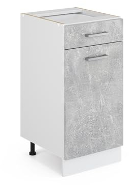 Vicco Mobiletto base per cucina R-Line, Calcestruzzo, 40 cm senza piano di lavoro, per la libera combinazione all'interno di sistemi cucina modulari