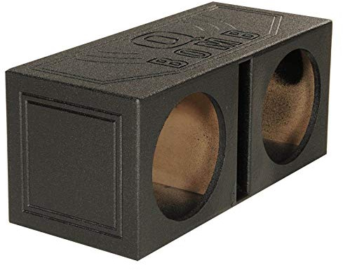 Q Power QBOMB10V Dual 10 Inch Vented Port Subwoofer Sub Box, 1 Cubic Foot per Sub, Tuning Frequency 40 hZ, with Bedliner Spray