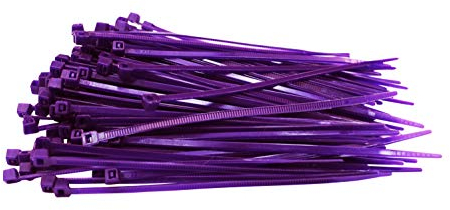 100 fascette stringicavo viola 100 mm x 2,5 mm qualità artigianale, cavo corto 8,1 kg forza di trazione