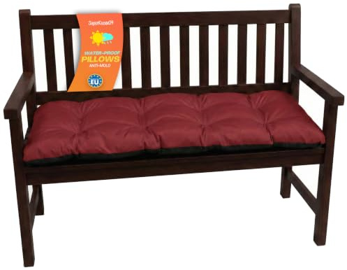 Bankkissen für Gartenbank & Hollywoodschaukel - Made in EU, Wasserdichtes & UV-beständig Gartenkissen - Bankauflage 2-Sitzer - Sitzkissen für Outdoor & Innenbereich - 140x50 cm - Bordeaux