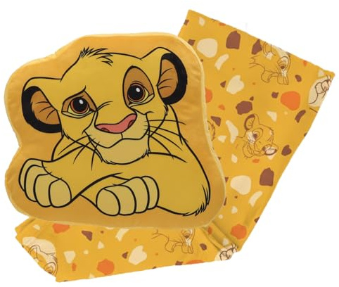 Disney Kissen 3D König der Löwen Simba – Kissen 40 x 41 cm und Decke 100 x 140 cm – 100 % Polyester