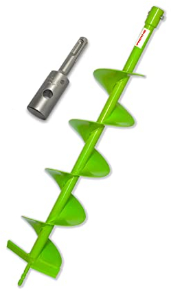 Trapano WERHE® Profi in acciaio massiccio, punta da terra per trapano 150 mm estremamente robusto con adattatore SDS Plus - trapano per pozzi punta precisa.