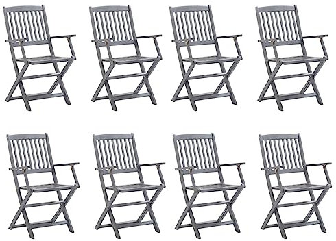 vidaXL 8X Akazienholz Massiv Gartenstuhl mit Armlehnen Klappbar Klappstuhl Essstuhl Holzstuhl Stuhl Stühle Gartenstühle Holzstühle Gartenmöbel