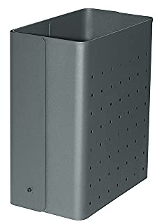 OFITURIA® Papelera para Exterior Metálica Capacidad 24 litros Color Oxidón Perforada Anclaje a Pared Mecanismo Descarga Abatible