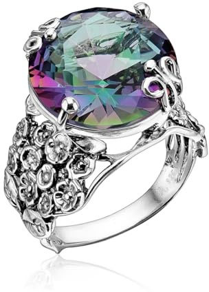 JEAN RACHEL JEWELRY Ring aus 925er-Sterlingsilber mit kräftigen, runden Zirkonia, Blumen- und Schmetterlings-Vintage-Design, hypoallergen, blei- und nickelfrei, handgefertigt, Statement-Ringe für