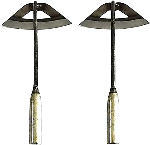 Qklovni Azada hueca endurecida de acero, azada de plantación de jardín, desbrozadora de mano de jardín, plantación de verduras y accesorios de desmalezado de granja (2 piezas)