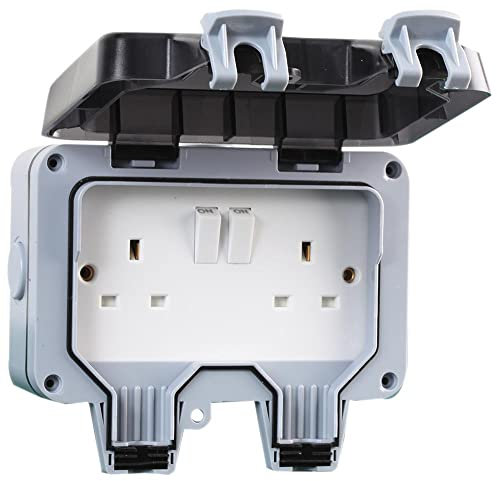 PRO ELEC PELB1120 Outdoor DP Switched Socket, 2 Gang, 13A, IP66