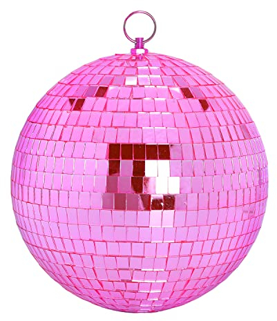 DJBoomy 8 Inch Hanging Mirror Disco Ball: Pink Disco Balls Decorations Mirror Ball with Hanging Ring for Party Decor Home Events DJ Parties