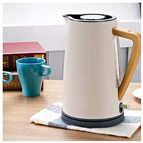 HODAGES Bouilloire électrique, bouilloires de Grande capacité de 1,7 L avec passoire Amovible, poignée en Grain de Bois et jauge d'eau Transparente, Bouilloire en Acier Inoxydable 304, Mise Hors Ten