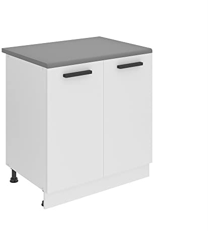 Belini Unterschrank SD 80 cm, mit Arbeitsplatte, Weiß matt | Küche, Küchenunterschrank Breite, Küchenschrank mit 2 Türen
