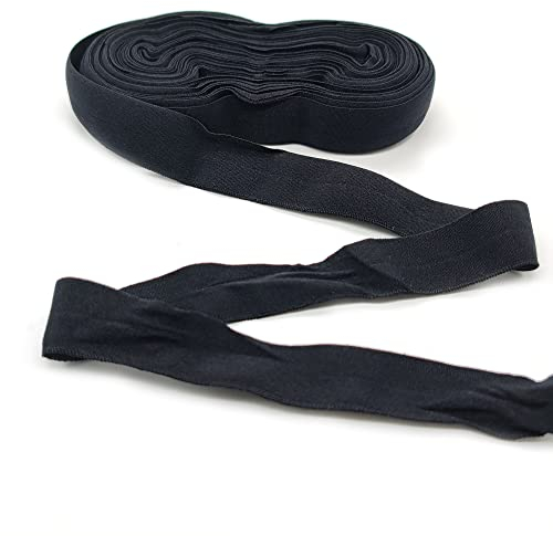 DHER Baumwollband nähen twill-band Einfassband Baumwolle Nahtband 10m Nähen Saumstreifen 2cm breit elastisches Saumband Kleidung gefaltetes elastisches Band unten Saumband Kleidungsstück (schwarz)