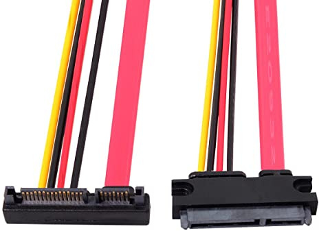 CY Cable de extensión de datos y alimentación SATA III 3.0 acodado hacia arriba 7+15 22 pines SATA macho a hembra 30 cm