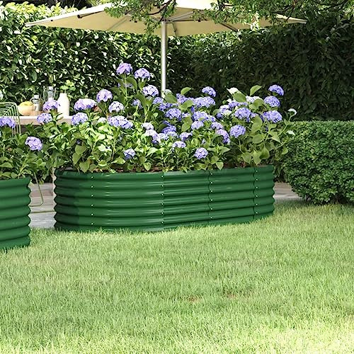 puraday Hochbeete Für Garten 152x80x36 cm Blumenkasten Pflanzkasten Terrasse Pflanzkübel Gemüsebeet Kräuterspirale XXL Hochbeet Metall Hochbeet Stahl Hochbeet Groß XXL Gartenbeet Grün