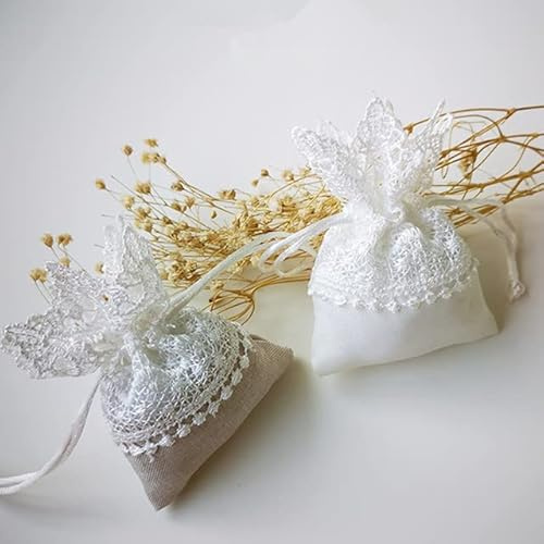 20/50/100 pièces Emballage De Noël Sac Cadeau en Dentelle Bonbons Dragée Sac À Cordon pour La Maison Fête De Vacances Bricolage Décor De Mariage