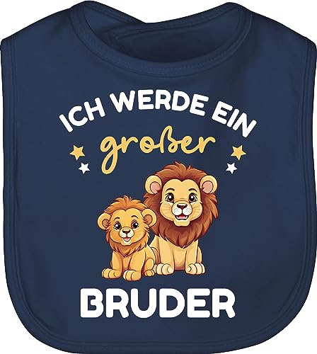 Shirtracer Baby Lätzchen - Ich werde großer Bruder Geschenk Löwen - Unisize - Navy Blau - grosser brother ein big bro große brüder bruder für großen grosse 2023 größeren geschenke 2024