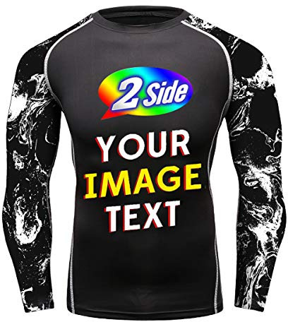 O2TEE Personalized Front and Back Lightweight Mens Sport Tight Shirt Running Baselayer,Black Fog XX-Large
