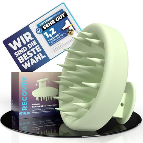 RECOVRY Kopfhaut Massagebürste – 100% Silikon Scalp Massager für Männer & Frauen | Fördert Haarwachstum & Kopfhautpflege | Kopfmassage Bürste, Haarmassagebürsten (Spring Green)
