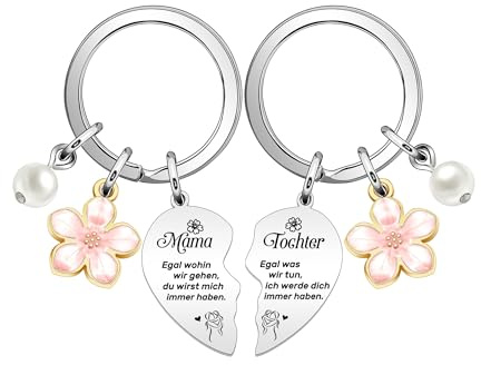 Casxyue 2 Stück Mama Tochter Schlüsselanhänger Muttertagsgeschenk Für Mutter von Tochter Mama Geschenke Geburtstagsgeschenk Für Mama Mom Weihnachts Geschenke